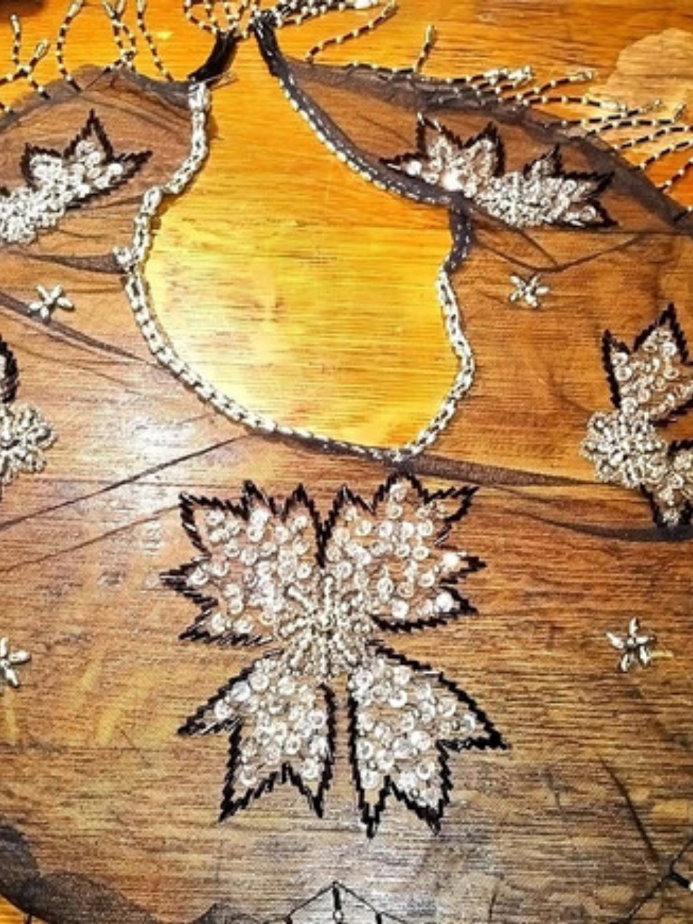Embroidered/Sequined/Beaded Net Scarf On Netting
